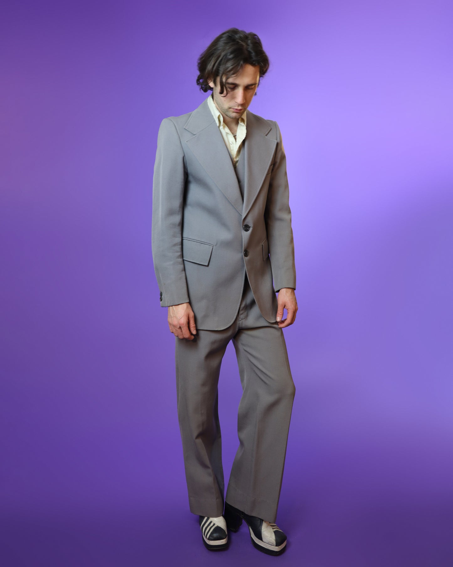 Vintage 1970s Grey 3 Piece Suit