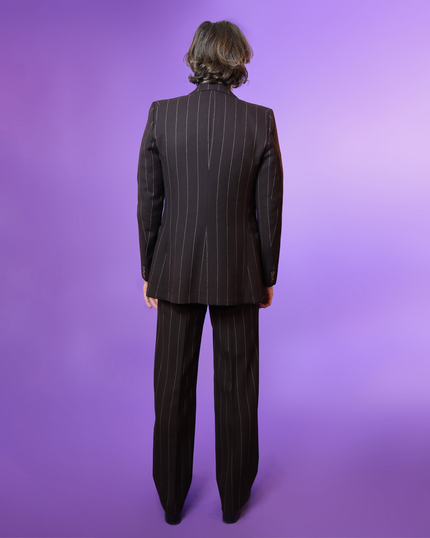 Vintage 1970s Brown Pinstripe Double Breasted Suit