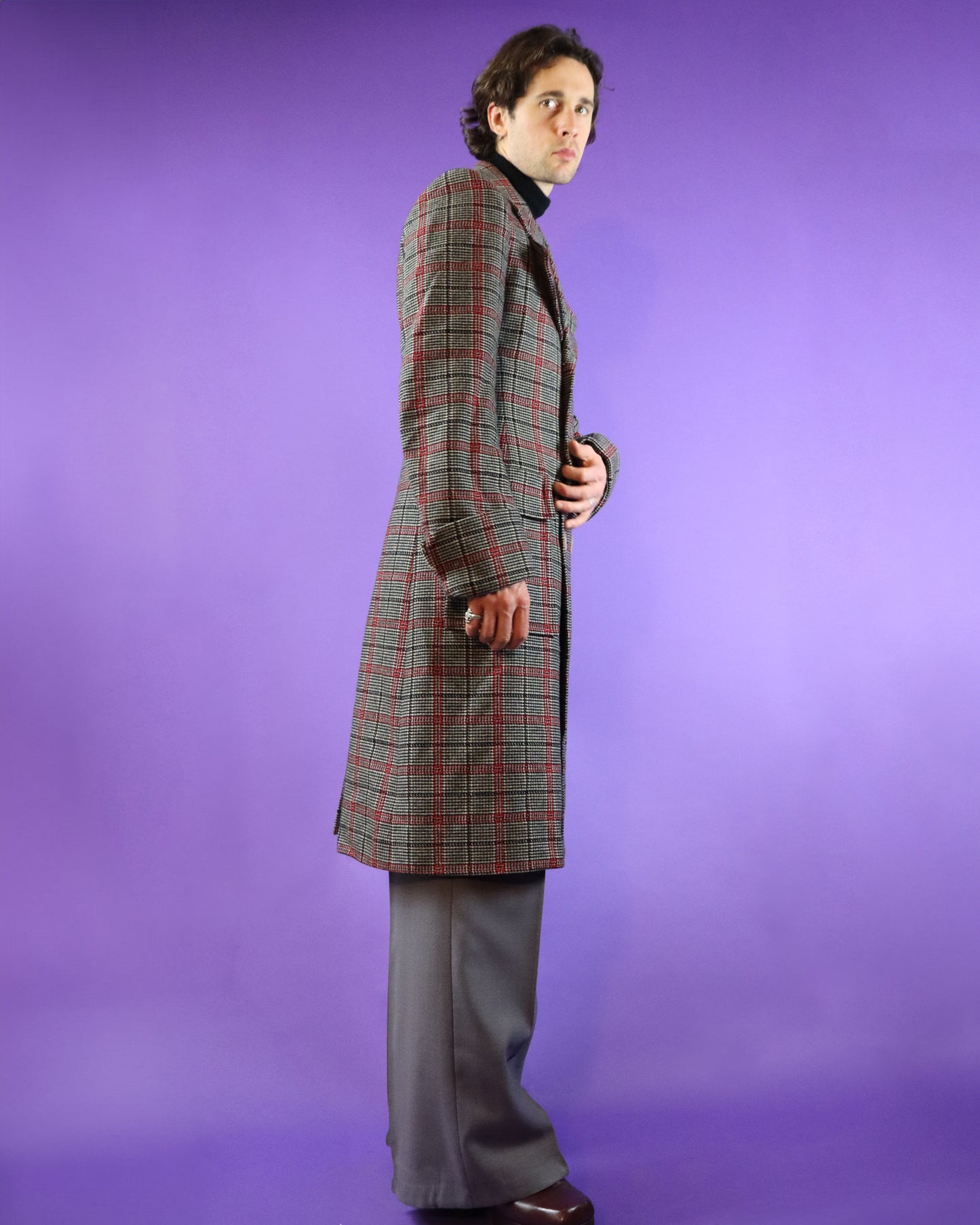 Vintage 1970s Rare Tweed Plaid Coat