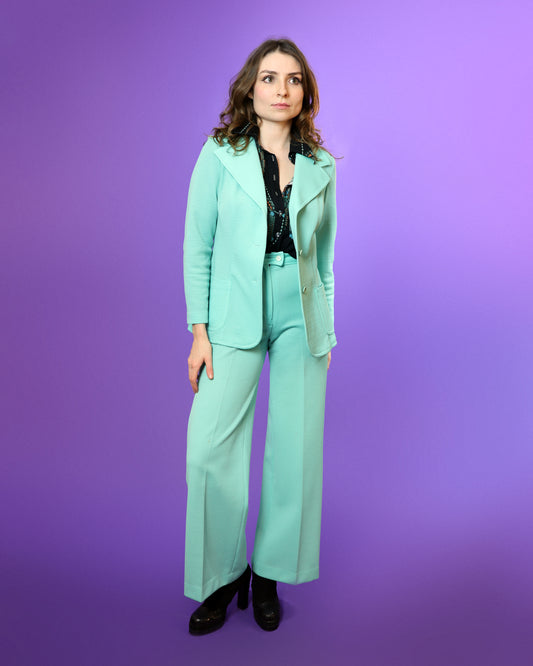 Vintage 1970s Seafoam Green Trouser Suit