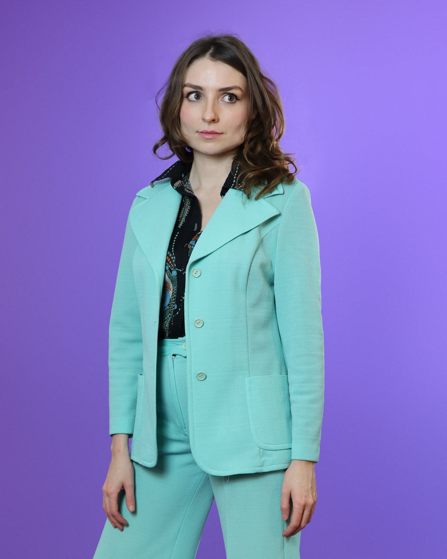 Vintage 1970s Seafoam Green Trouser Suit