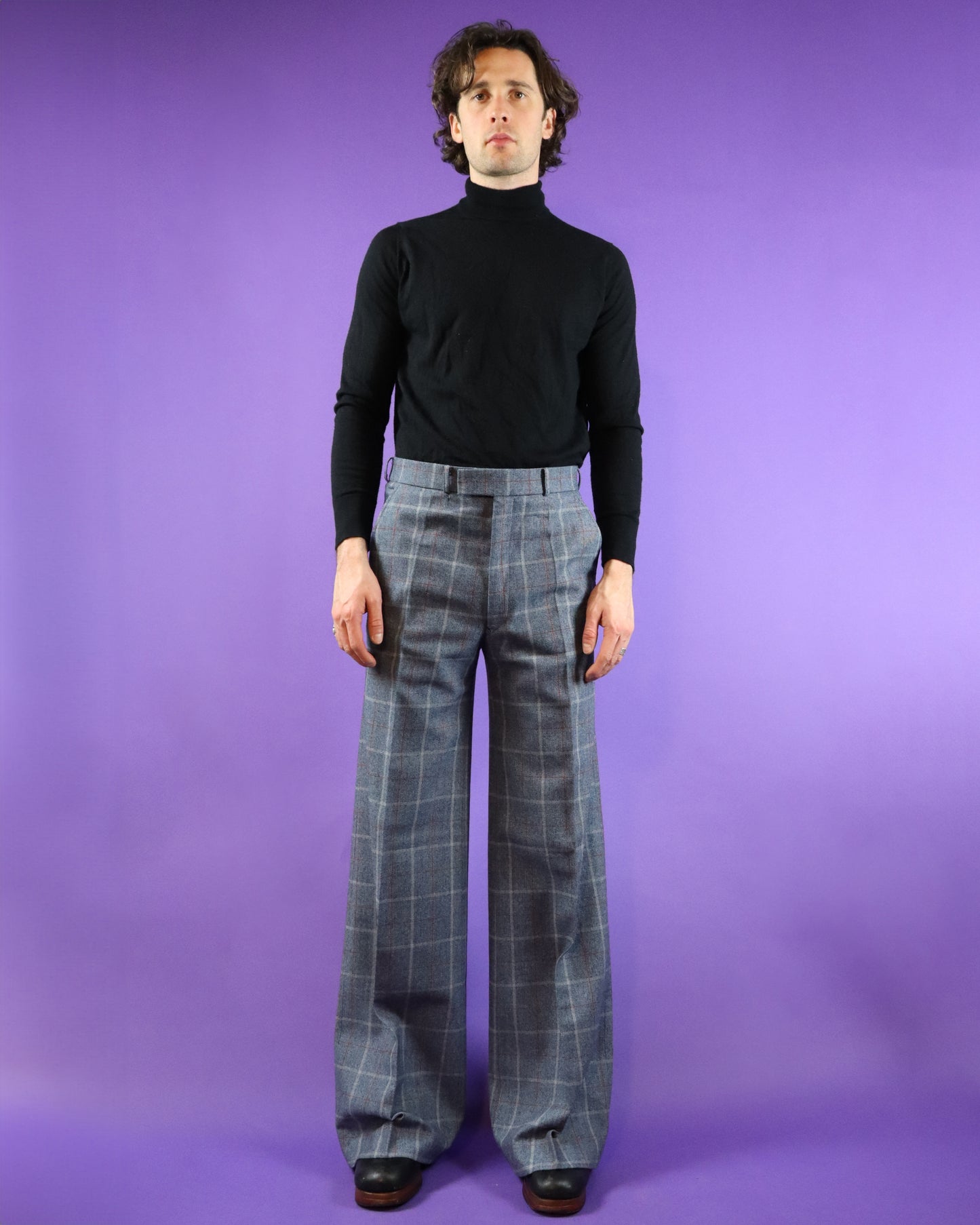 Vintage 1970s Plaid Wool Flares