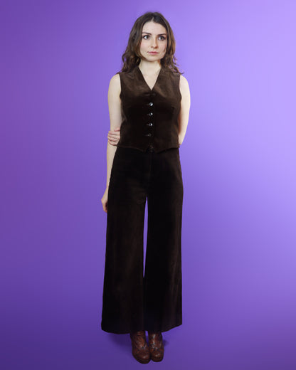 Vintage 1970s Jaeger Brown Velvet 3 Piece Suit