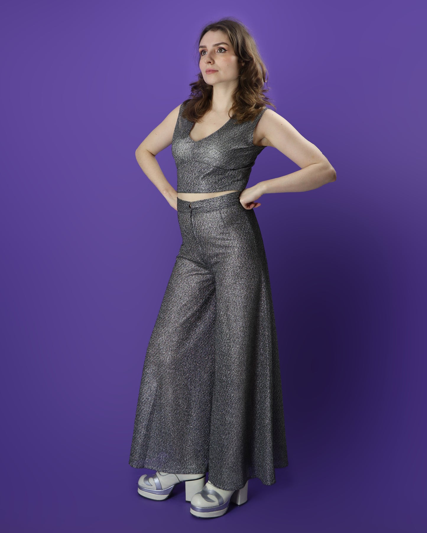 Vintage 1970s Lurex 2 Piece Suit Set