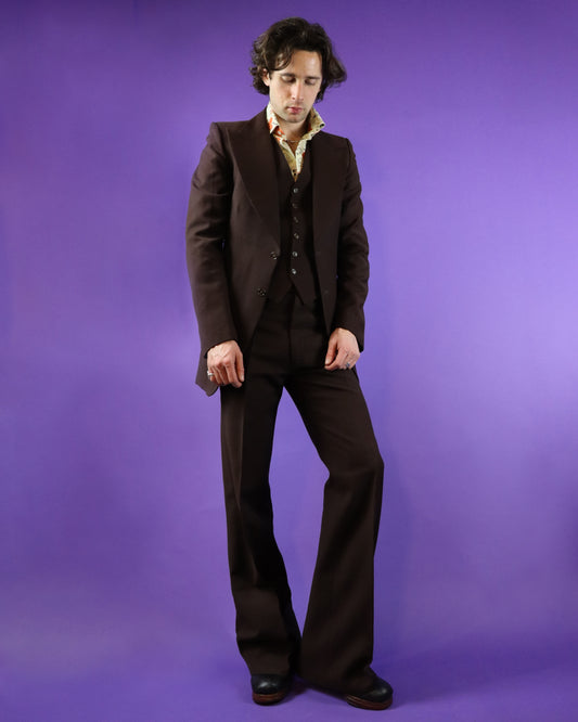 Vintage 1970s Tailored Brown 3 Piece Suit