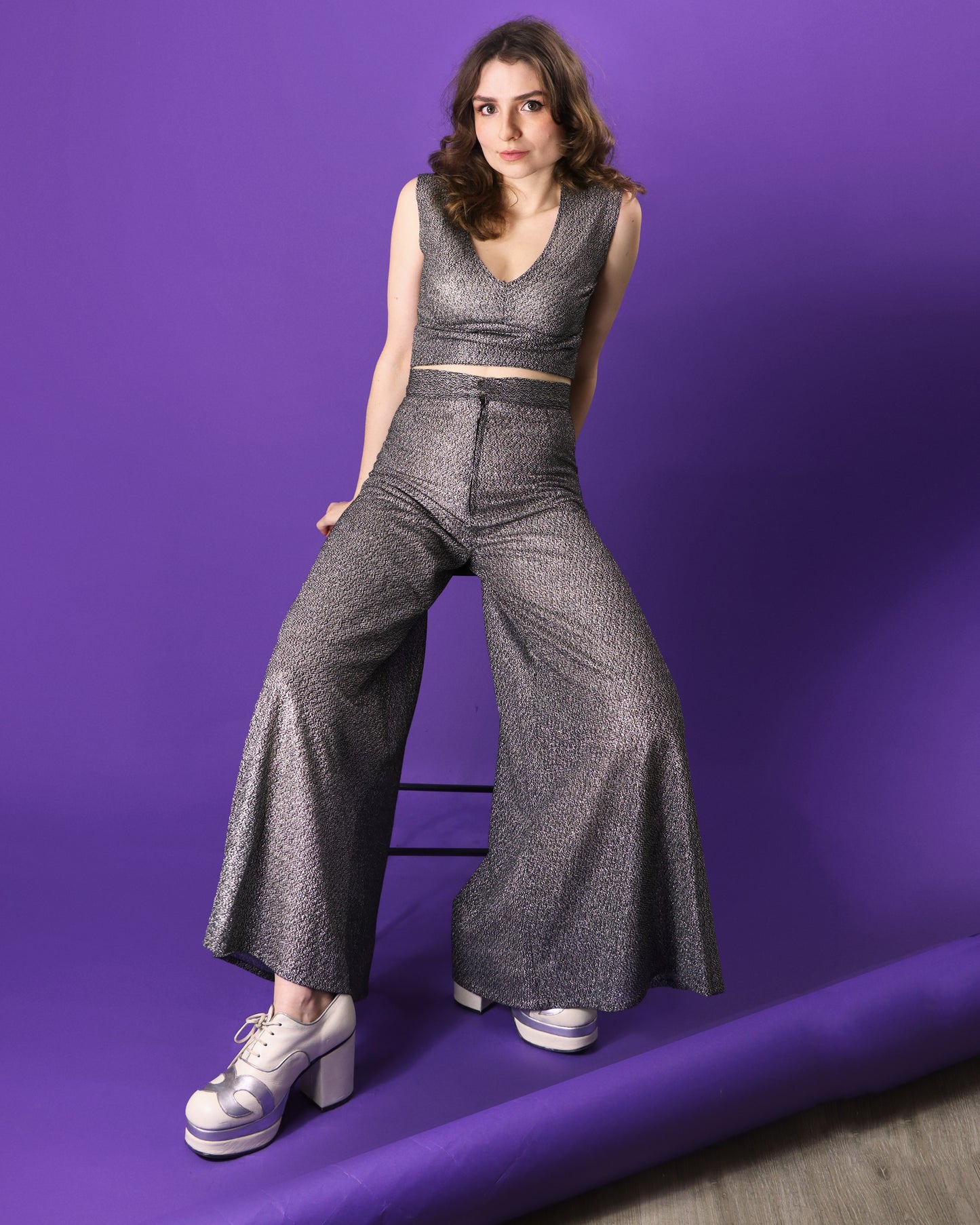 Vintage 1970s Lurex 2 Piece Suit Set