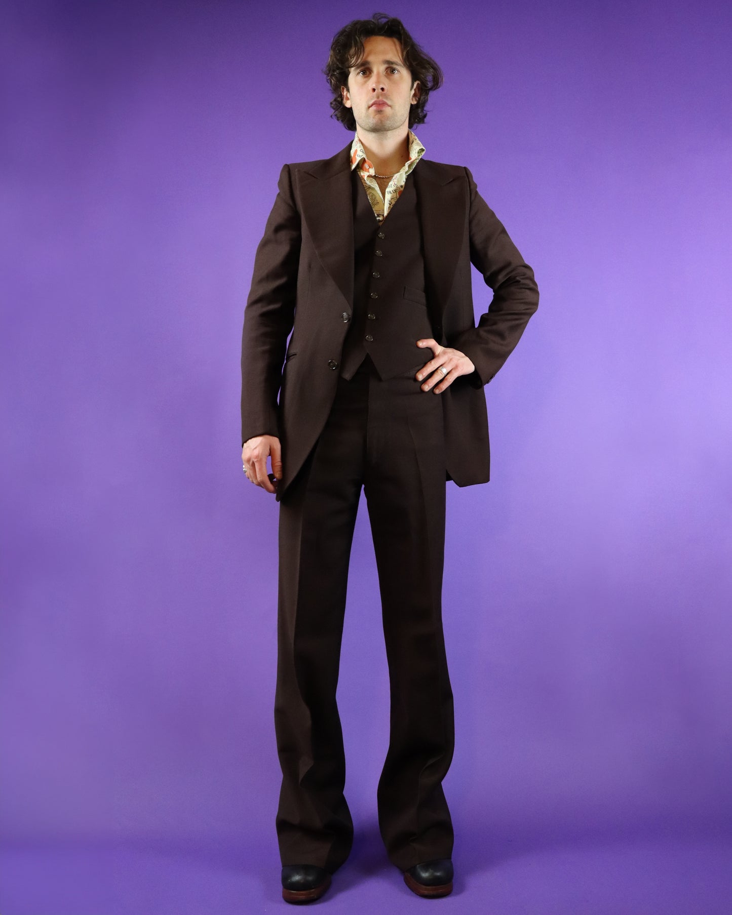 Vintage 1970s Tailored Brown 3 Piece Suit