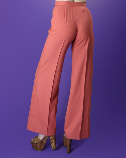 DEADSTOCK Vintage 1970s Jaeger Blush Pink Pant Suit Set Jumper and Flares