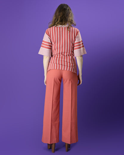 DEADSTOCK Vintage 1970s Jaeger Blush Pink Pant Suit Set Jumper and Flares