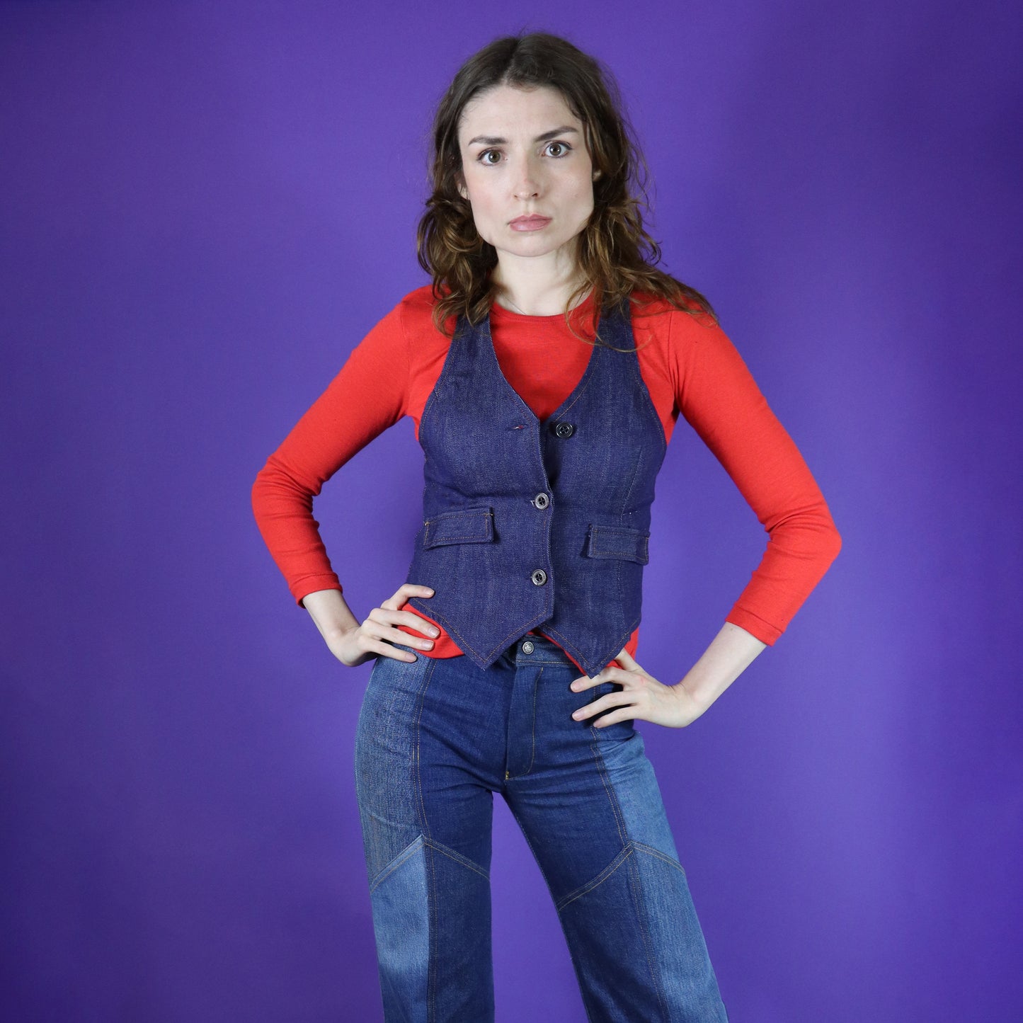 Vintage 1970s Deadstock Denim Waistcoat Vest