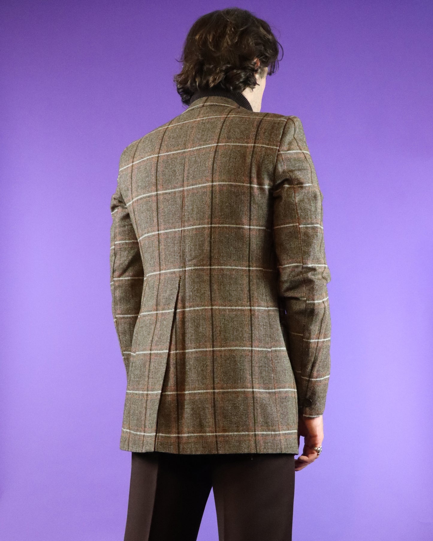 Vintage 1970s Plaid Blazer Brown