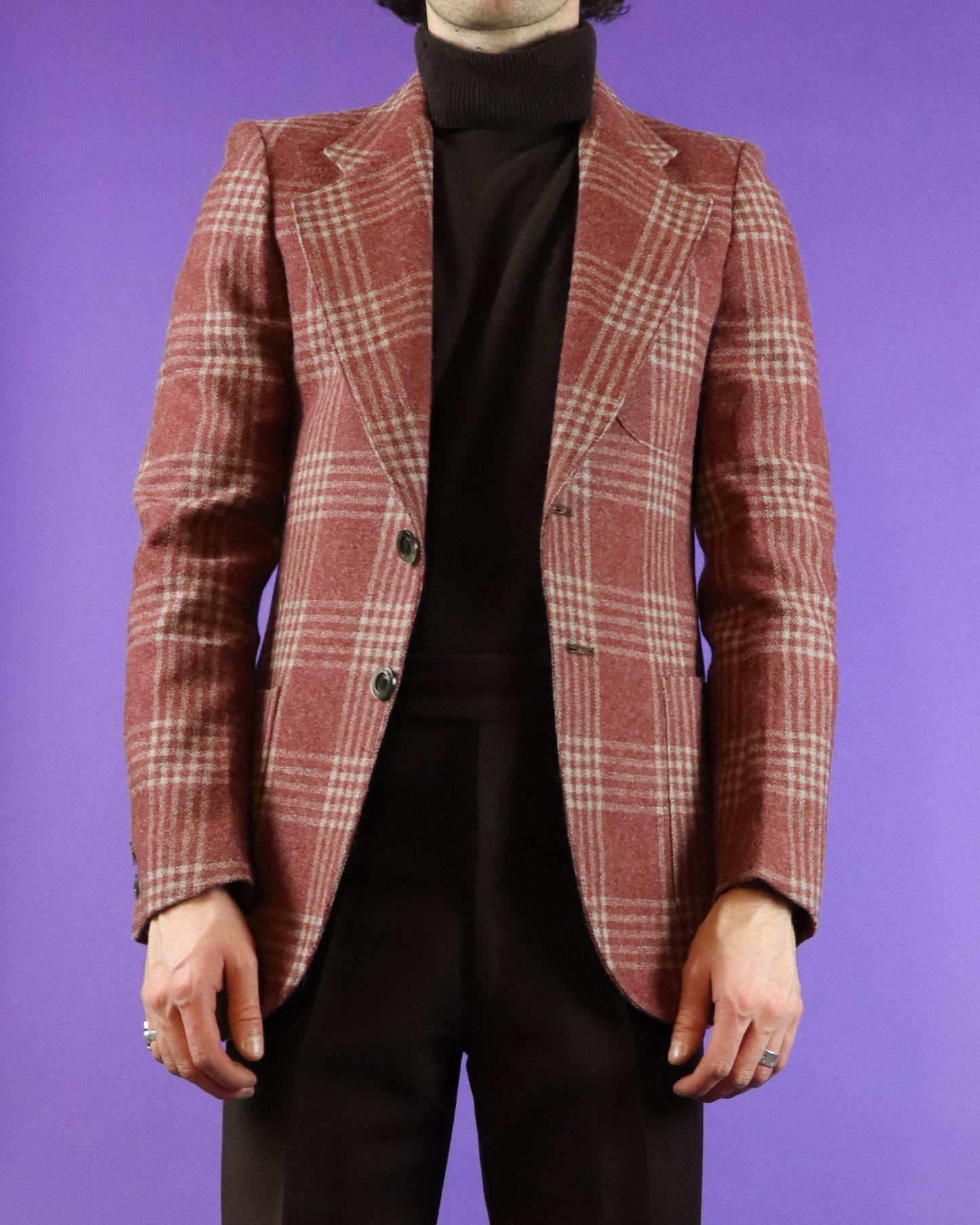 Vintage 1970s Plaid Wool Blazer