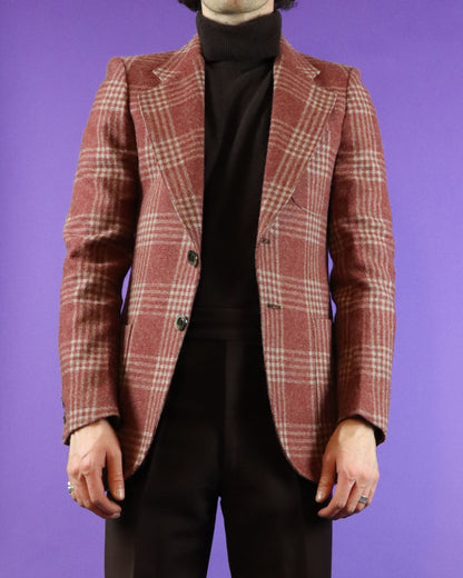 Vintage 1970s Plaid Wool Blazer