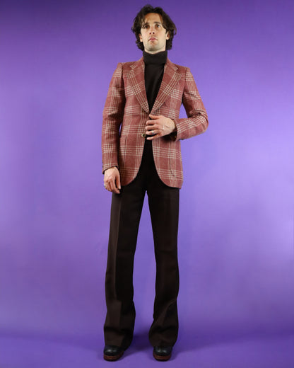 Vintage 1970s Plaid Wool Blazer