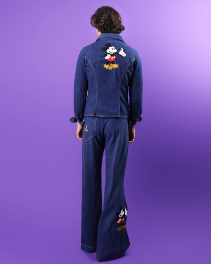RARE Vintage 1970s Antonio Guiseppe Mickey Mouse Disney Denim Suit Set Flares