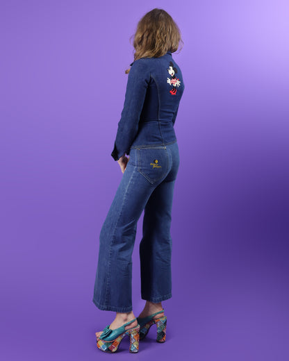 RARE Vintage 1970s Antonio Guiseppe Minnie Mouse Disney Denim Suit Set Flares