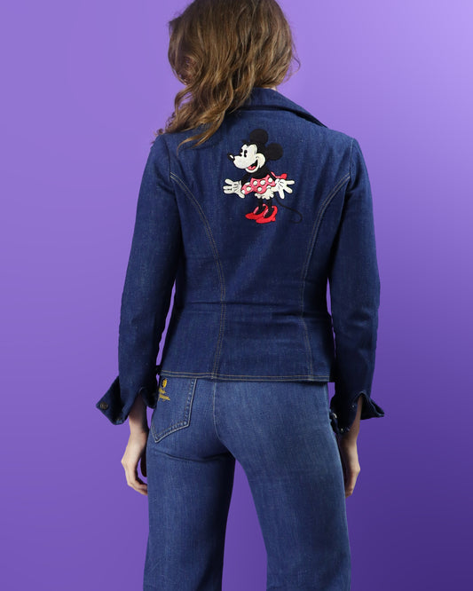 RARE Vintage 1970s Antonio Guiseppe Minnie Mouse Disney Denim Suit Set Flares