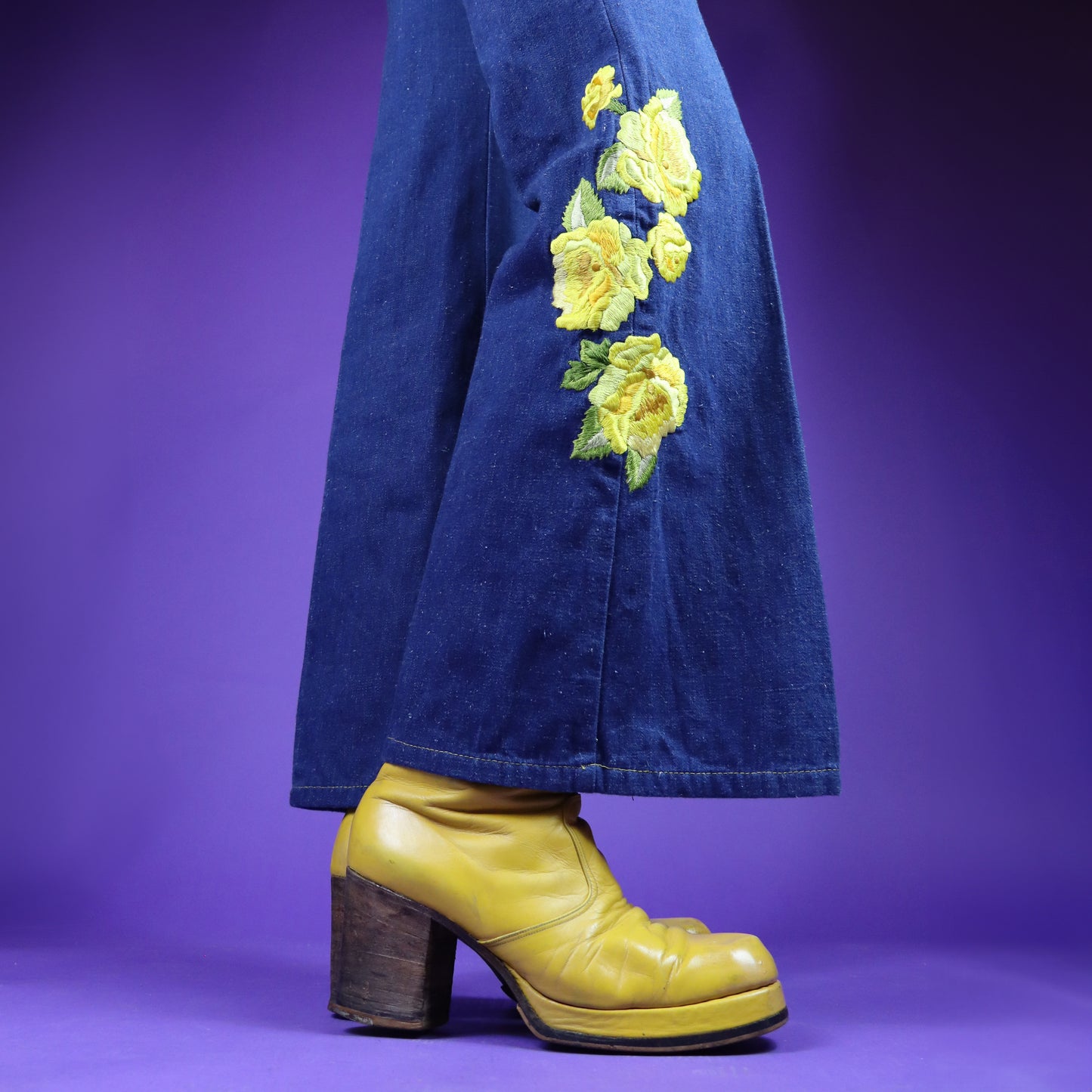 Vintage 1970s Sunshine Yellow Kensington Market Platform Boots