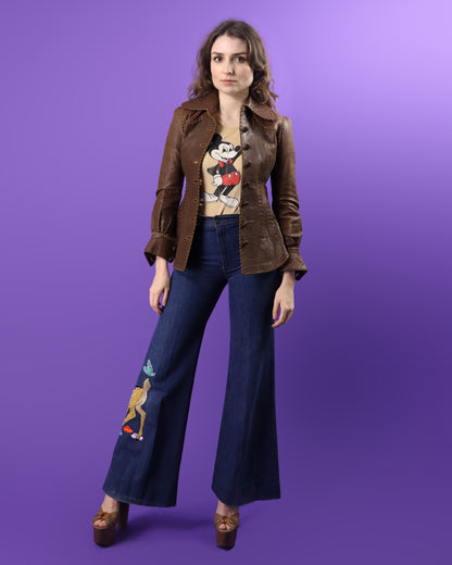 Vintage 1970s North Beach Leathers Chocolate Brown Shirt Jacket