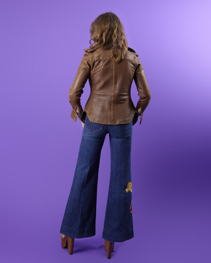 Vintage 1970s North Beach Leathers Chocolate Brown Shirt Jacket