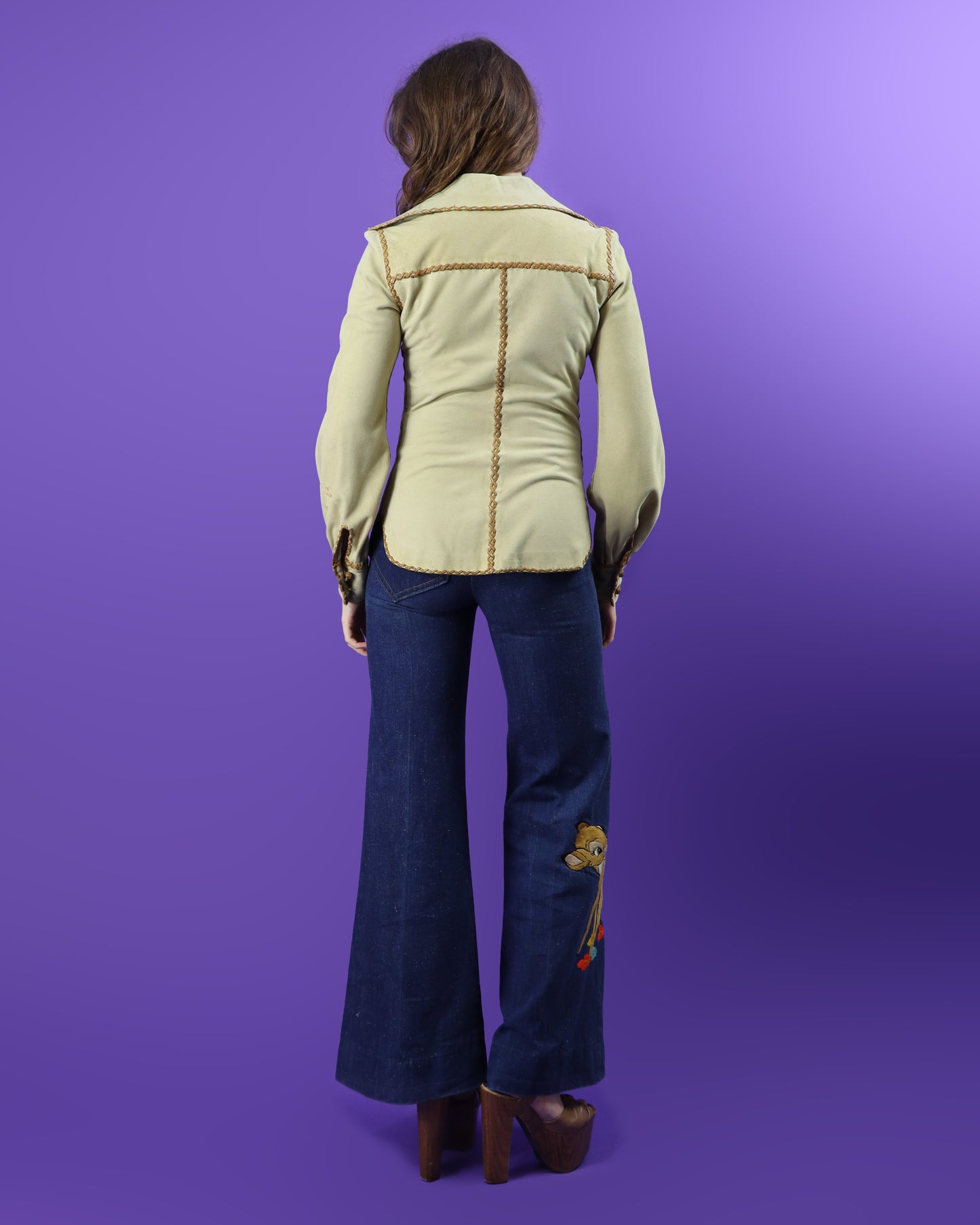 Vintage 1970s North Beach Leather Cream Suede Balloon Sleeve Shirt