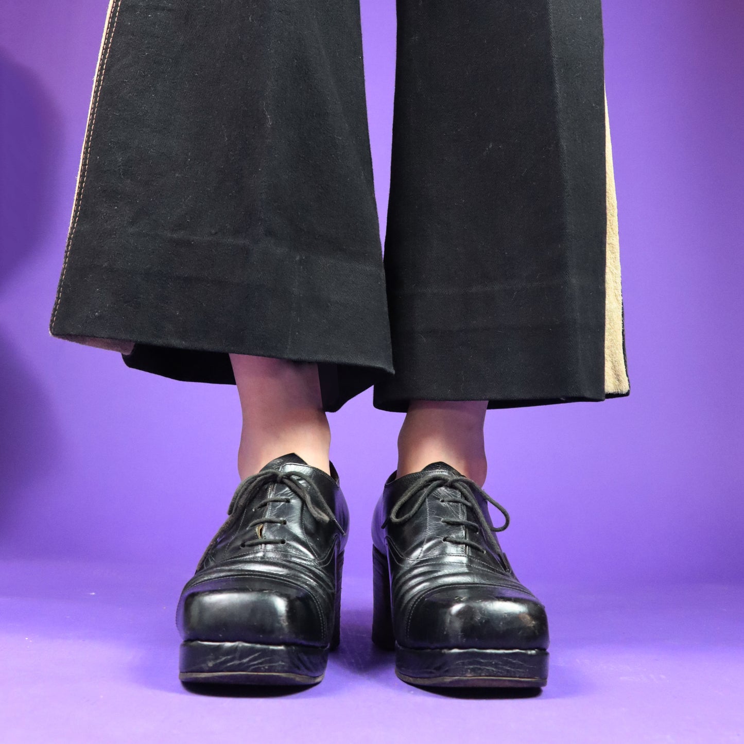 Vintage 1970s Platform Shoes Black Kensington Market