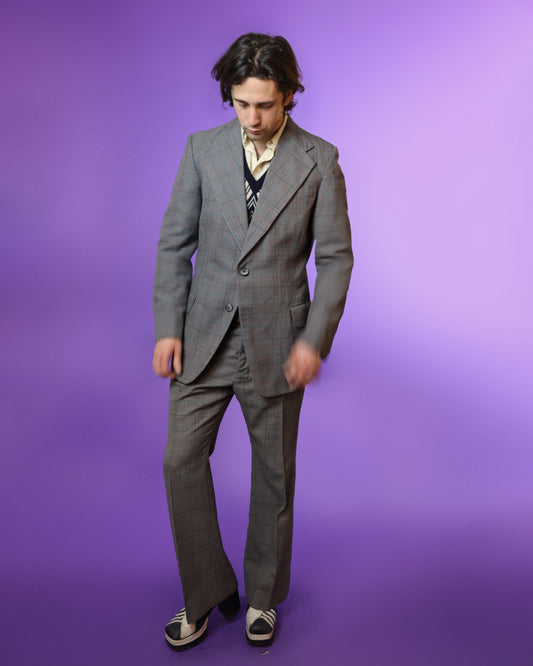 Vintage 1970s Plaid Tailored Suit