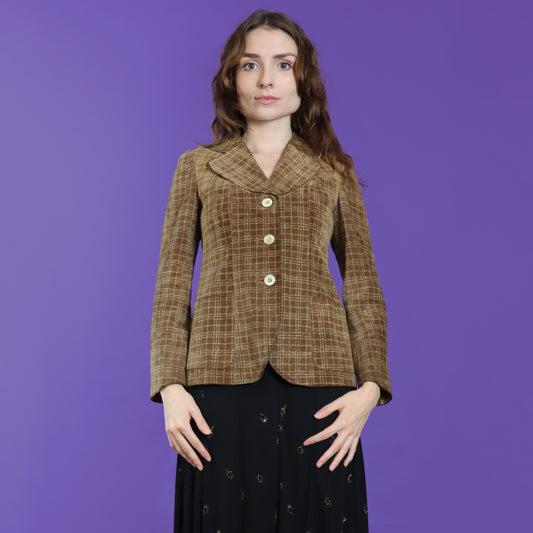 Vintage 1970s Loewe 1846 Printed Suede Blazer