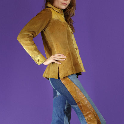 Vintage 1970s Mexican Whipstitch Suede Jacket