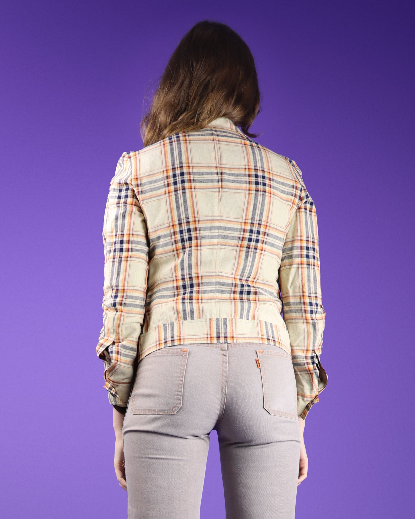 Vintage 1970s Glam Plaid Moto Jacket