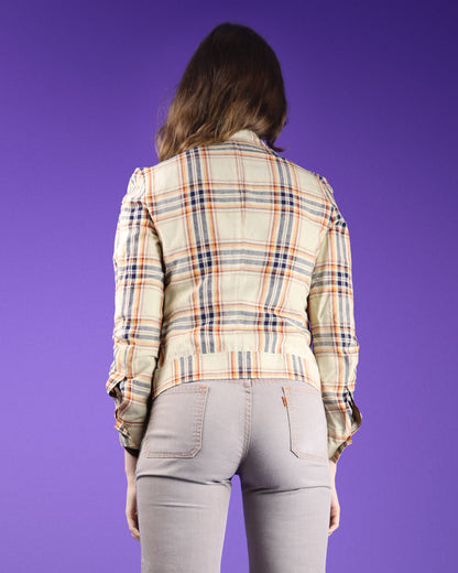 Vintage 1970s Glam Plaid Moto Jacket