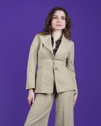 Vintage 1970s Beige Trouser Suit