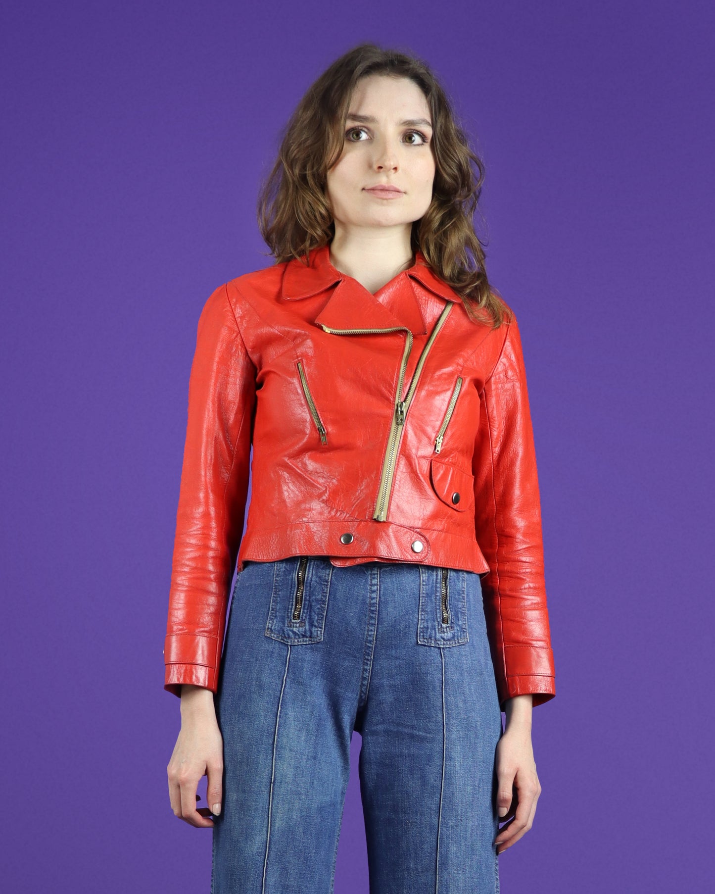 Vintage 1960s Red Leather Biker Jacket