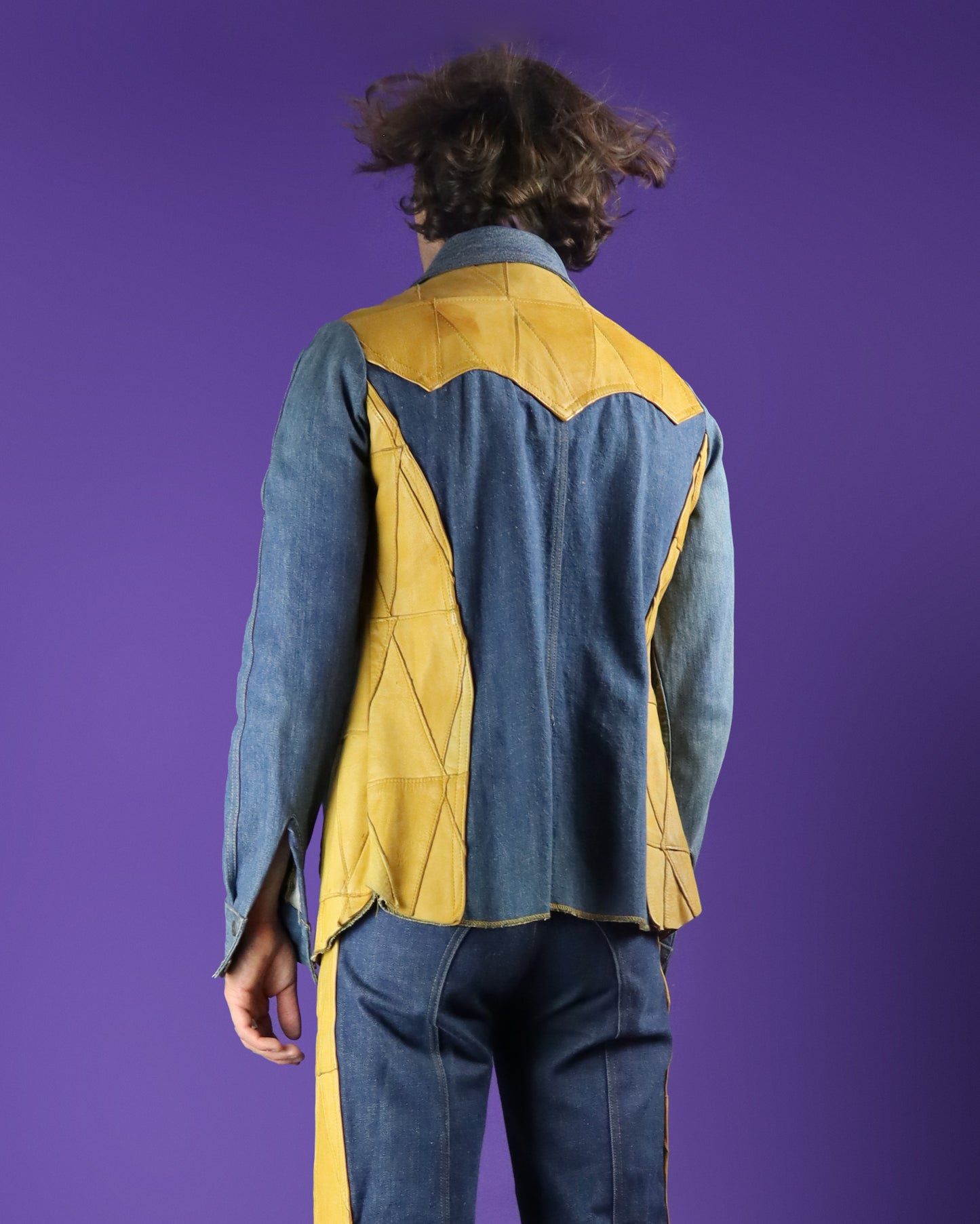 Vintage 1970s Antonio Guiseppe Denim and Leather "SIDEWINDER" Suit