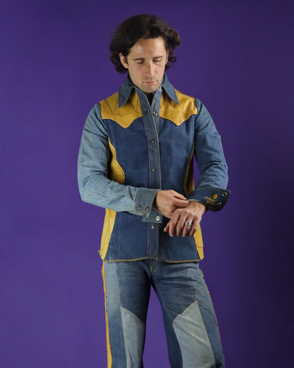 Vintage 1970s Antonio Guiseppe Denim and Leather "SIDEWINDER" Suit