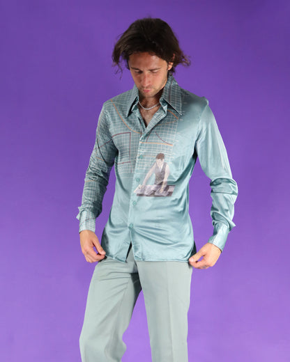 RARE Vintage 1970s Nik Nik Disco Shirt Engineer Graph Print