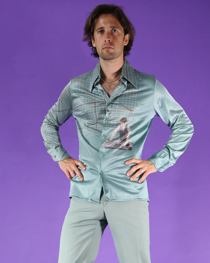 RARE Vintage 1970s Nik Nik Disco Shirt Engineer Graph Print