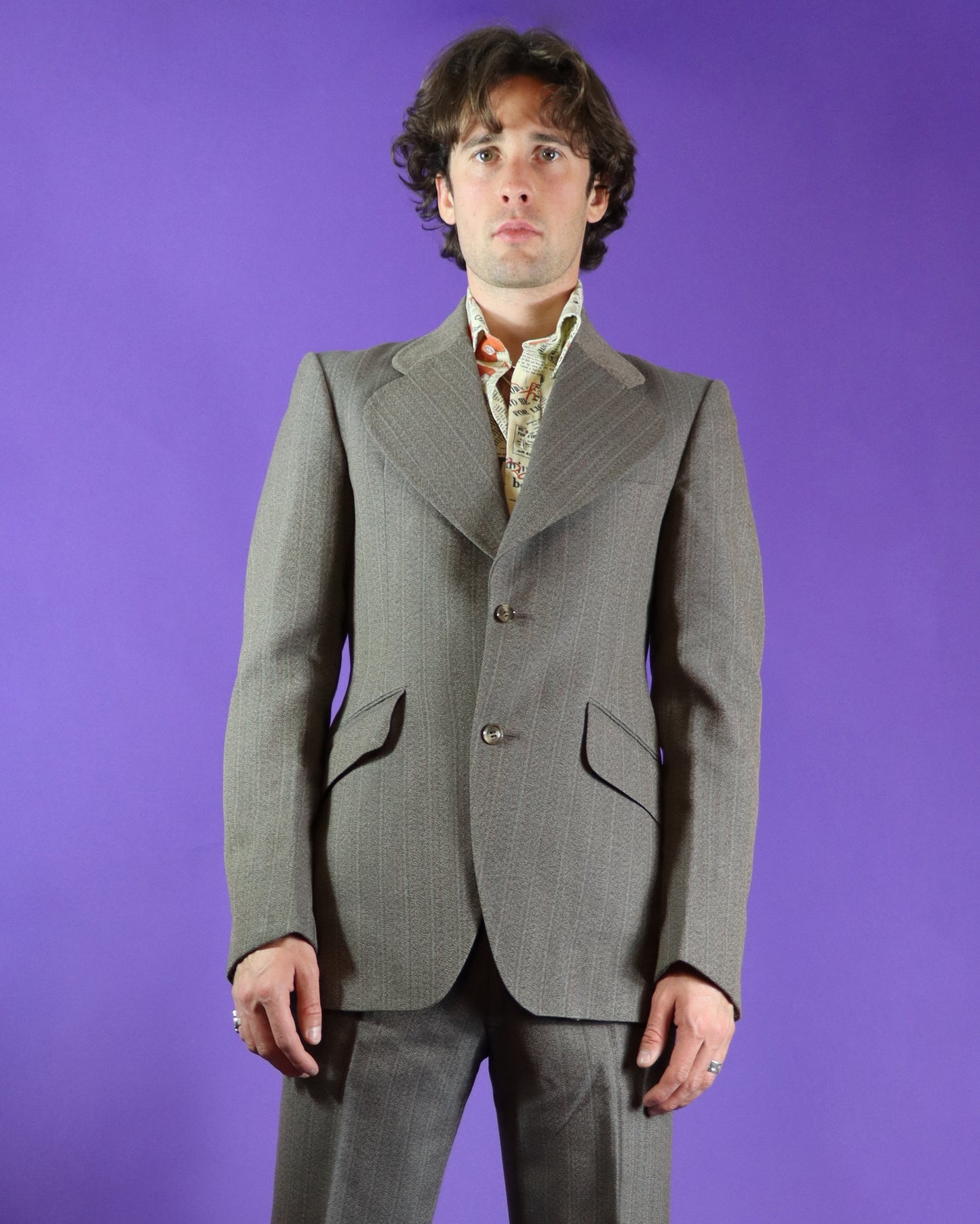 Vintage 1970s Taupe Tailored Suit