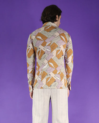 Vintage 1970s Hukapoo Disco Shirt Letters Envelope Print