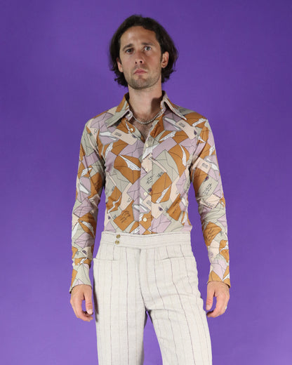 Vintage 1970s Hukapoo Disco Shirt Letters Envelope Print