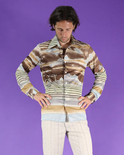 Vintage 1970s USA label Disco Shirt Bicycle Novelty Print