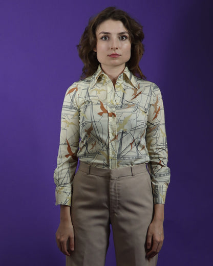 Vintage 1970s Dagger Collar Shirt