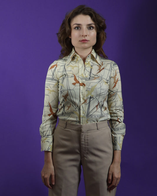 Vintage 1970s Dagger Collar Shirt