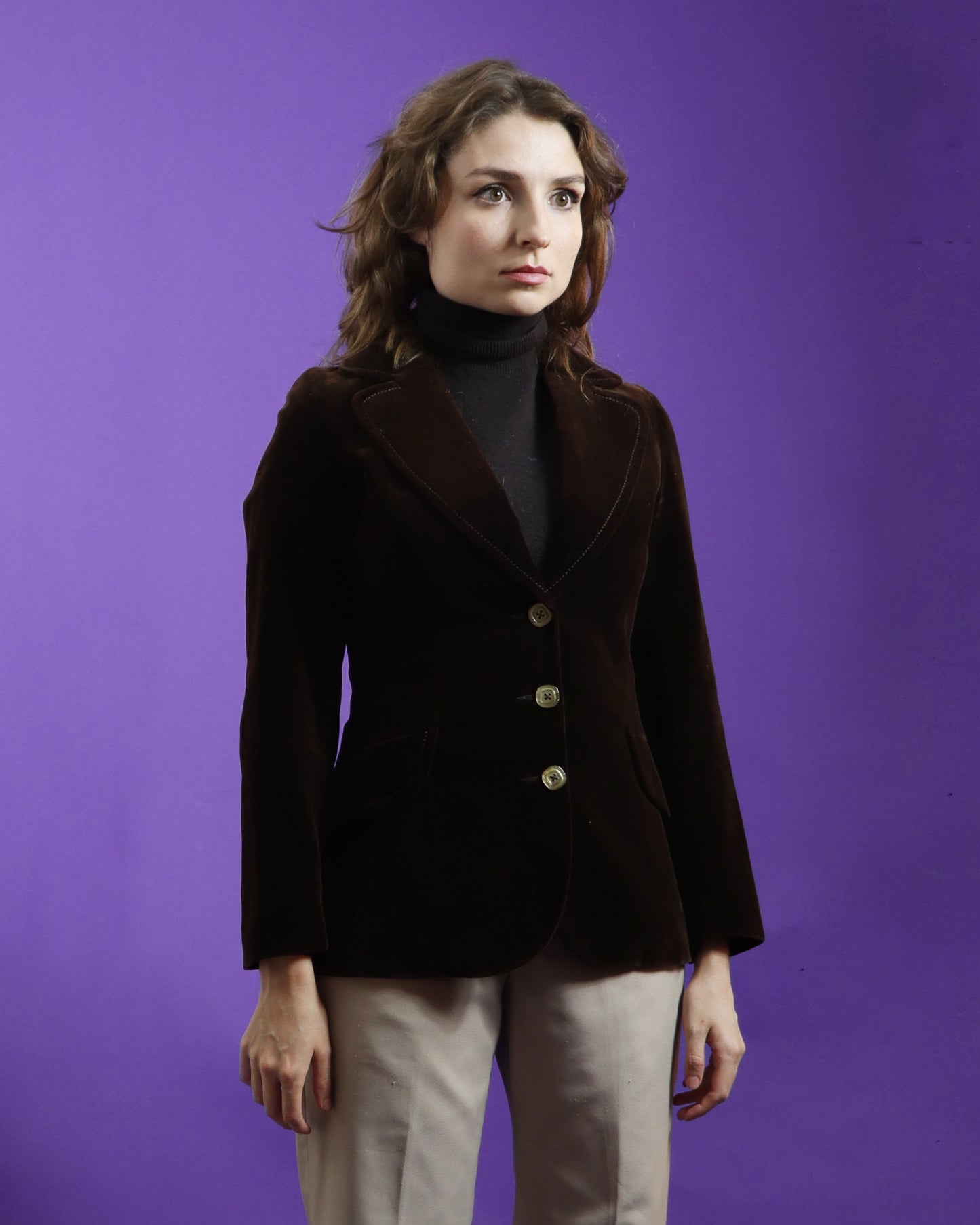 Vintage 1970s Dark Brown Velvet Blazer