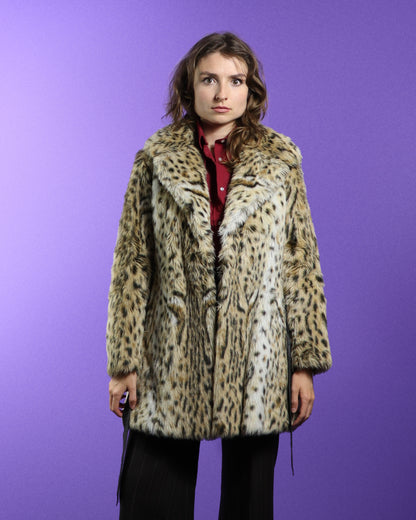 Vintage 1970s Leopard Faux Fur Coat