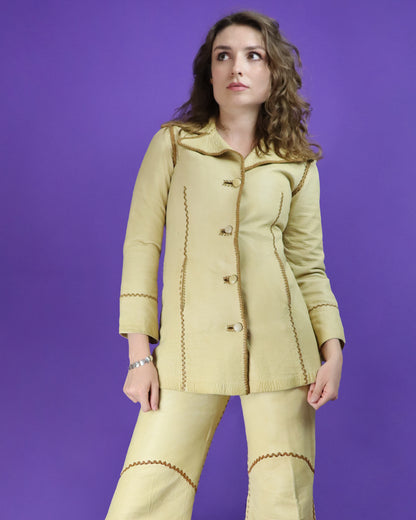 Vintage 1970s North Beach Leather Whipstitch Suit with Kenn Fung Illustration