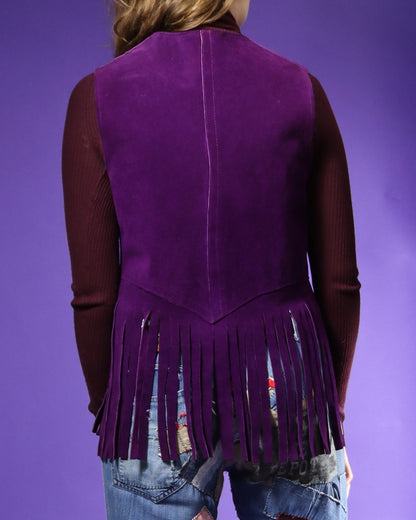 Vintage 1970s Purple Suede Fringe Vest