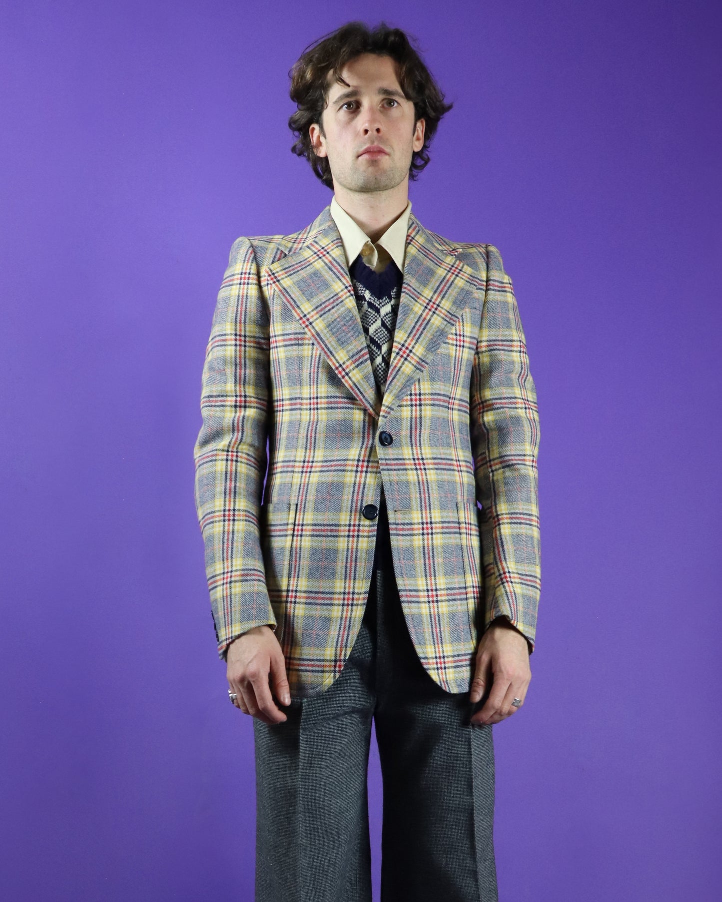 Vintage 1970s Plaid Blazer