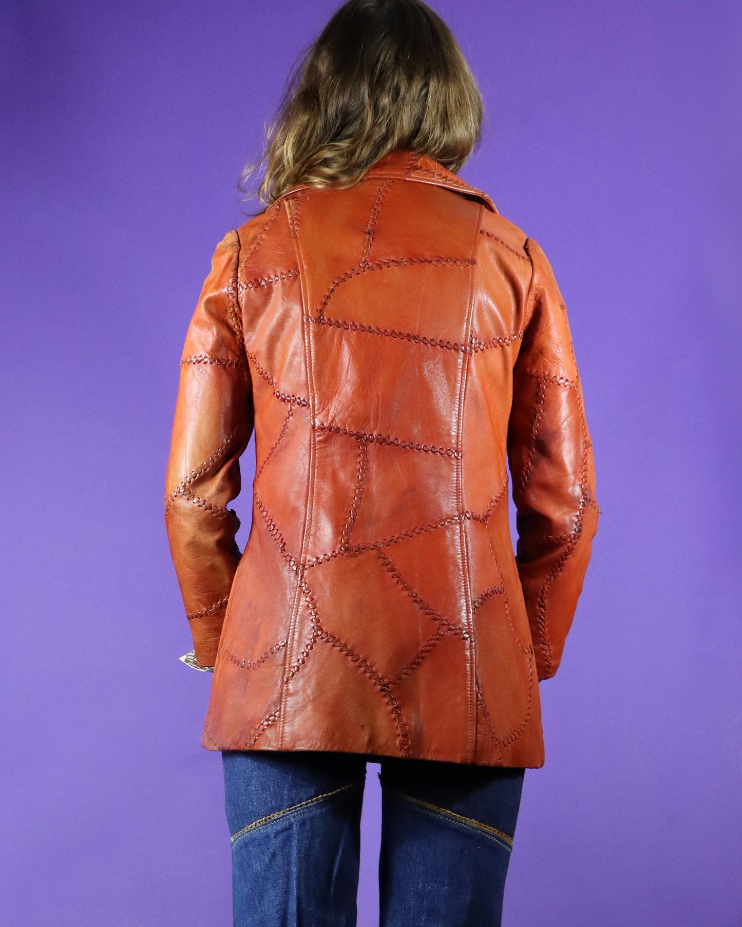 Vintage 1970s Whipstitch Leather Blazer