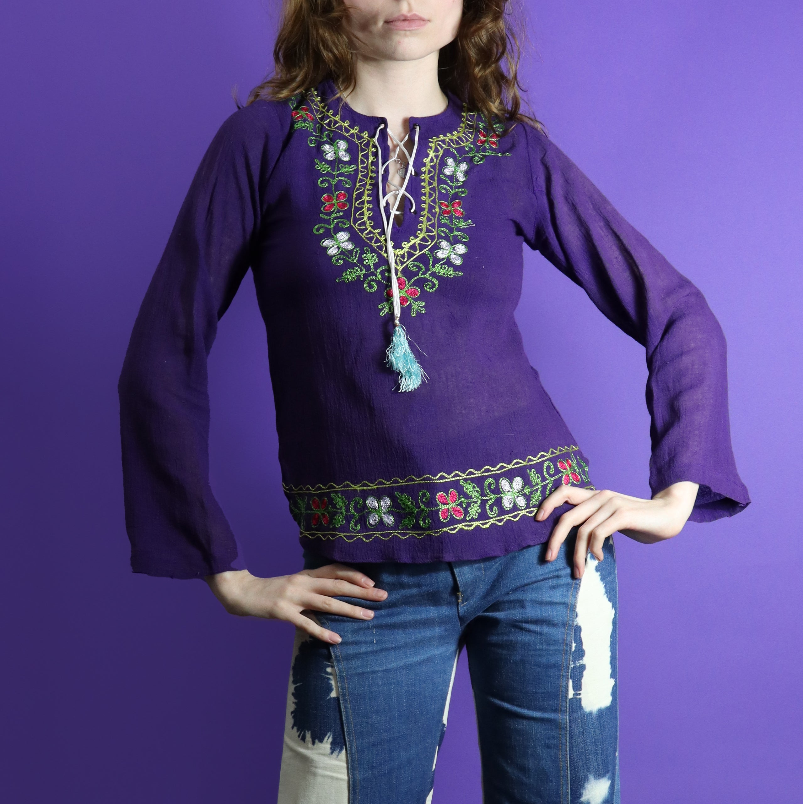 Vintage selling 1970s Embroidered Indian Cotton